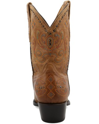 Pre-owned Star Women's Cellsole Studded Leather Western Boot - Snip Toe - Wbsn014 In Brown