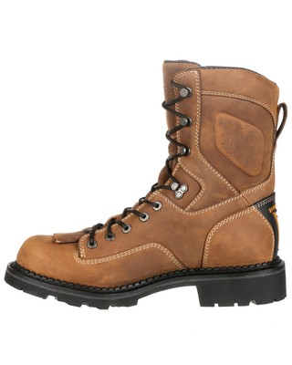 Pre-owned Georgia Boot Men's Comfort Core Waterproof Logger Composite Toe - Gb00123 In Russett