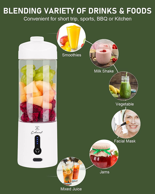 Blend Anywhere with Portable Type C USB Rechargeable Blender for Shake Smoothies