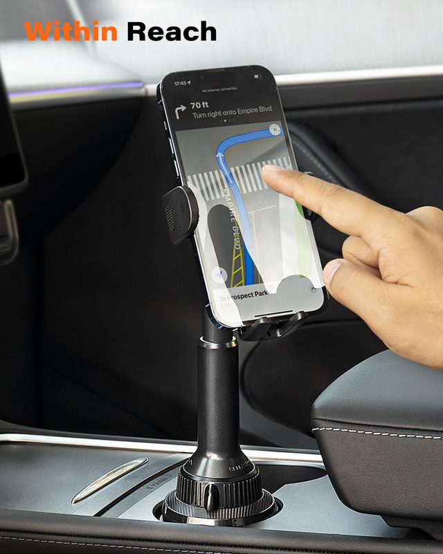 Universal Car Cup Phone Holder with Quick Extension Long Arm, Quick Swivel Heigh