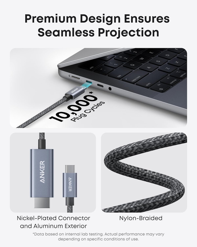 HDMI Cable,4K@60Hz HDR USB C to HDMI Cable,Ultra-Fast Nylon-Braided with Advance
