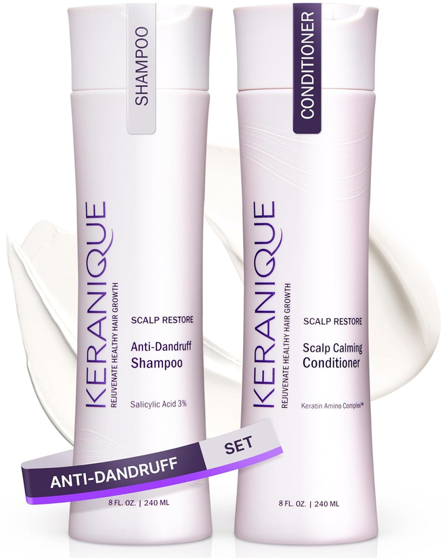 Anti Dandruff Shampoo & Scalp Restoring Conditioner - Sulfate-Free, Gentle for C