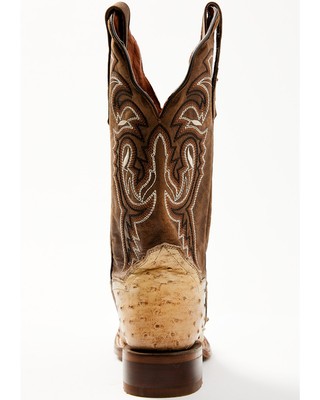 Pre-owned Dan Post Women's Exotic Full Quill Ostrich Western Boot - Broad Square Toe Sand In Beige