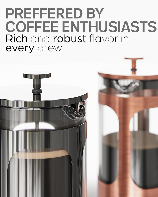 French Press Plunger Coffee Maker Cafeti&egrave;re Double Wall Heat Resistant