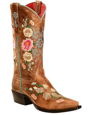 Pre-owned Macie Bean Women's Rose Garden Western Boot - Snip Toe Honey 8 1/2 M In Yellow