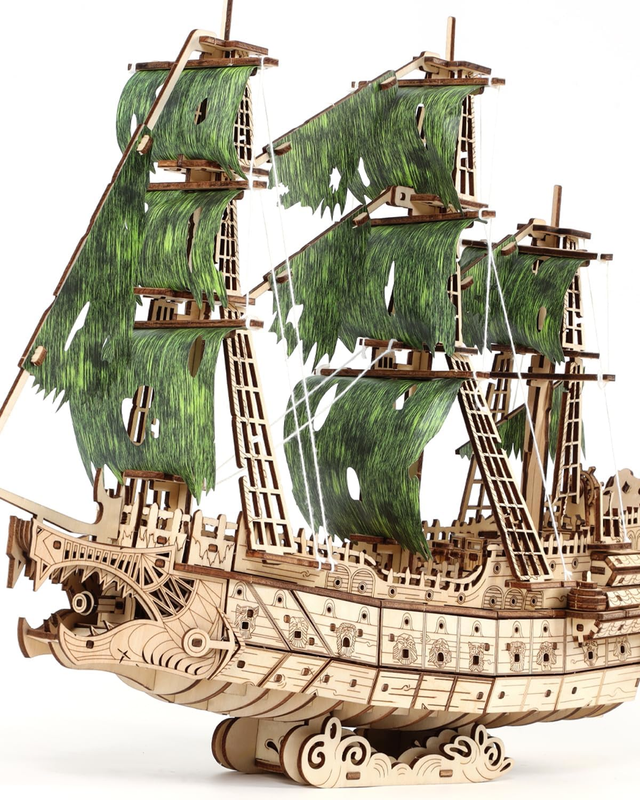 Challenging Flying Dutchman 3D Wooden Puzzles for Adults Pirate Ship Model Kit t
