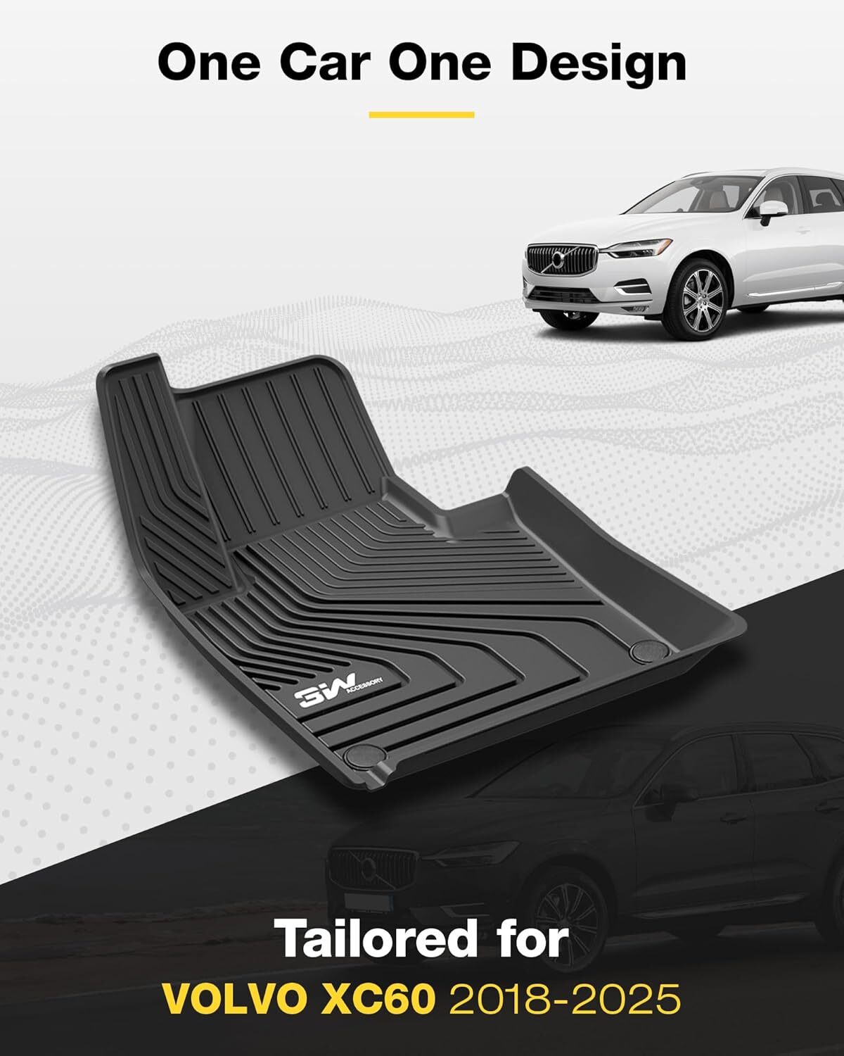 3W Floor Mats & Cargo Liner For Volvo XC60 2018-2025 (Not Fit Hybrid) TPE Mats