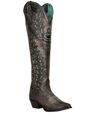 Pre-owned Corral Boots Corral Women's Crystal Western Boot - Pointed Toe - C3947 In Black