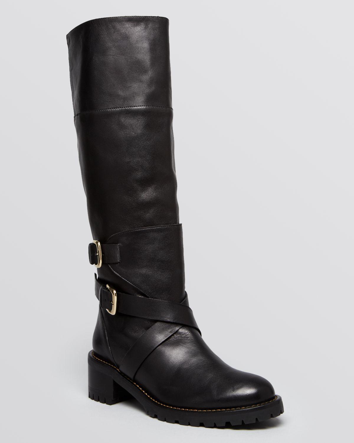 Pre-owned Dana Davis Boots Leather Platform Lug Sole Boots Madison In Black