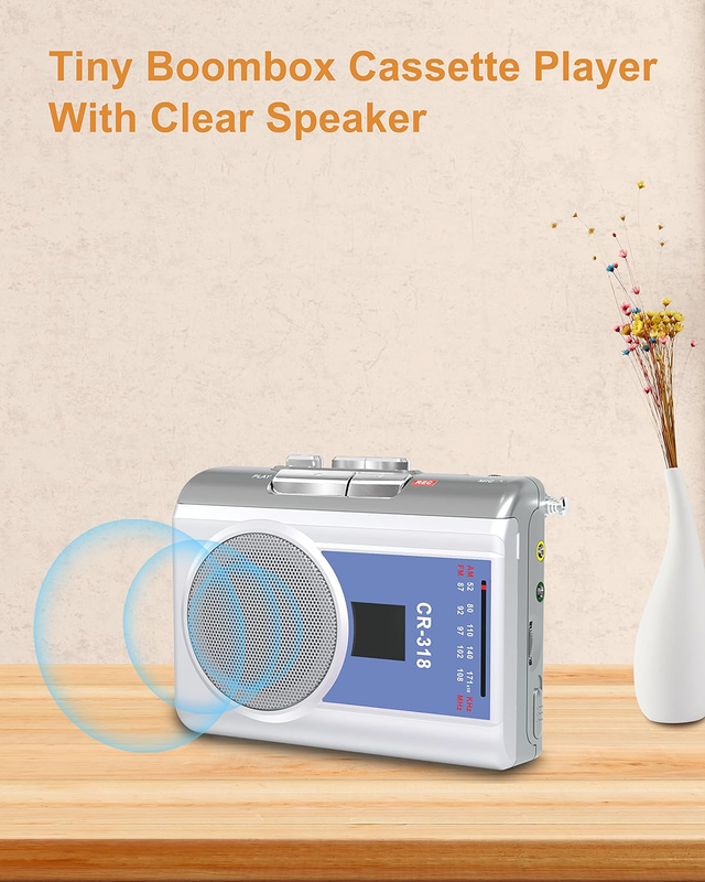 Walkman Cassette Player Recorder with AM FM, Portable Vintage Cassette Tape Play