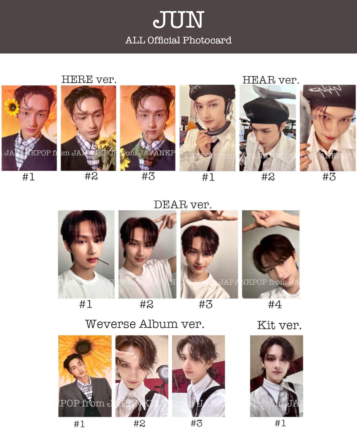 JUN SEVENTEEN 17 IS RIGHT HERE HEAR DEAR Official Photocard JUN SEVENTEEN 17 IS RIGHT HERE HEAR DEAR Official Photocard