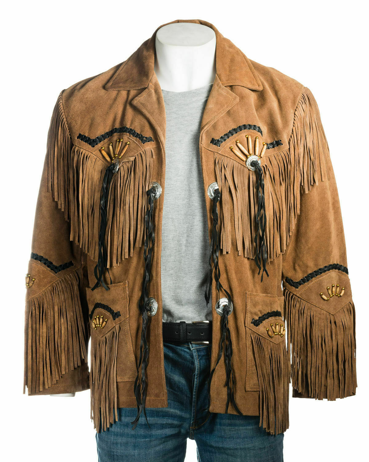 AMERICAN Style Men Suede Leather Western Cowboy Jacket with