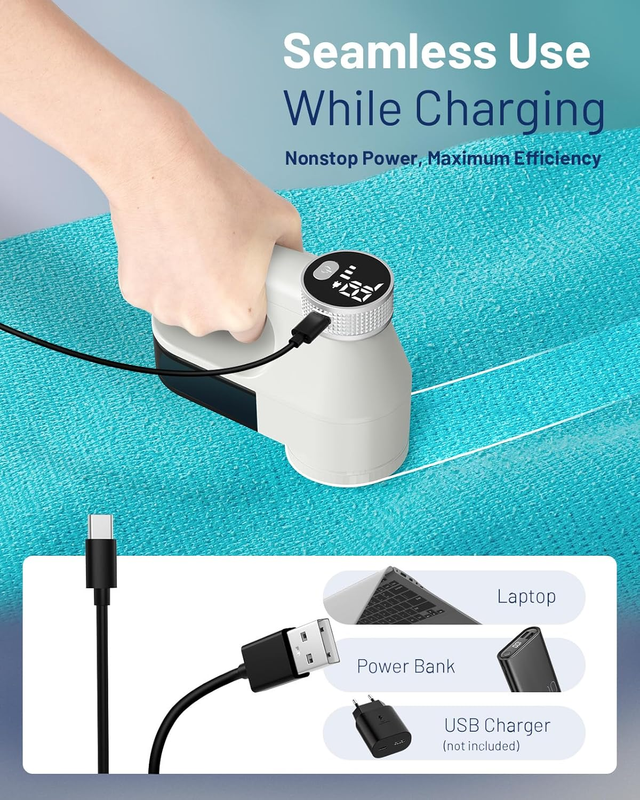 Fabric Shaver, Rechargeable Lint Remover, Electric Portable Sweater Defuzzer wit