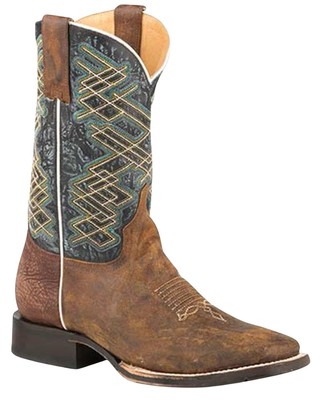 Pre-owned Stetson Men's Rider Oily Vamp Western Boot Broad Square Toe - 12-020-8911-4011 In Brown
