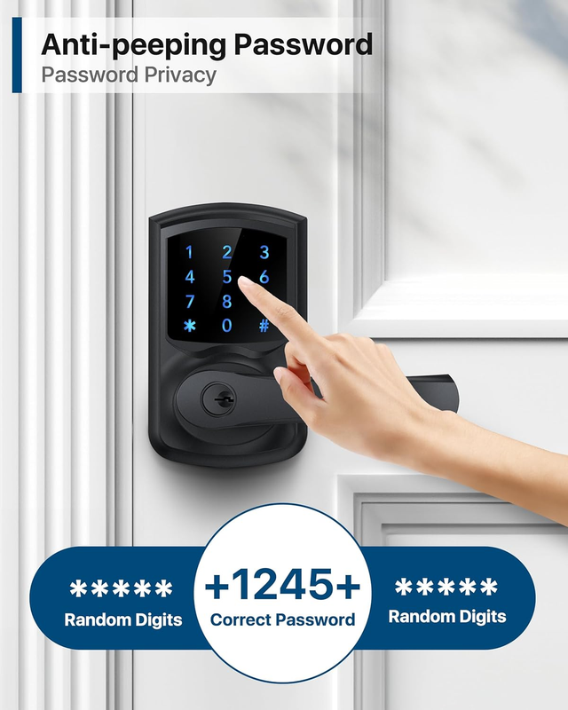 Keyless Entry Door Lock, Keypad Door Lock with Handle, Touchscreen Electronic Do