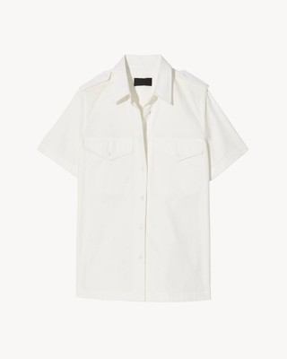Pre-owned Nili Lotan Natalie Short Sleeve Button Up Shirt In White - Size S