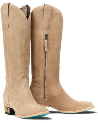 Pre-owned Lane Women's Plain Jane Suede Tall Western Boot - Medium Toe - Lb0546k In Beige