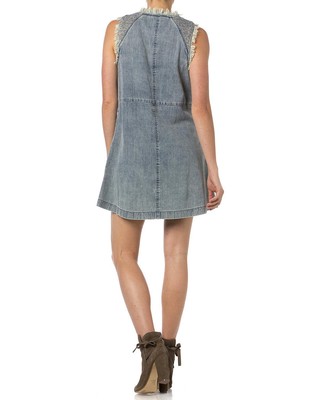 Miss Me Frayed Denim Sleeveless Dress  - MDD294T DENIM