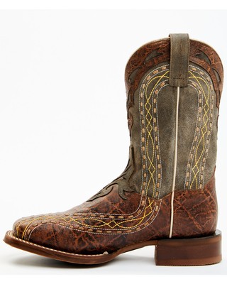 Pre-owned Dan Post Men's Inlay Embroidered Western Performance Boot - Broad Square Toe Tan In Brown