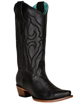 Pre-owned Corral Boots Corral Women's Matching Stitch Pattern And Inlay Western Boot - Snip Toe - Z5072 In Black