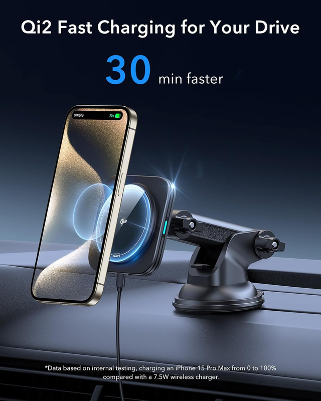 for Qi2 15W MagSafe Car Mount Charger, Dashboard/Windshield Qi2-Certified Magnet