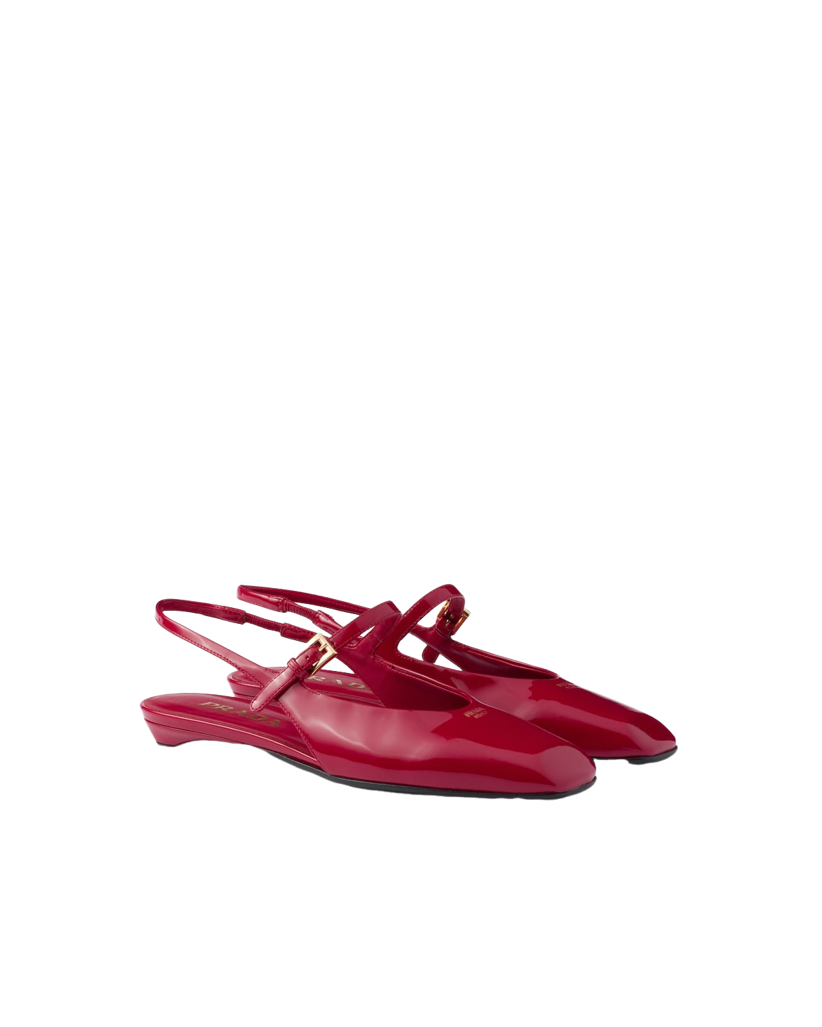 PRADA $1120 Cherry Red Patent Leather Slingback Ballerinas