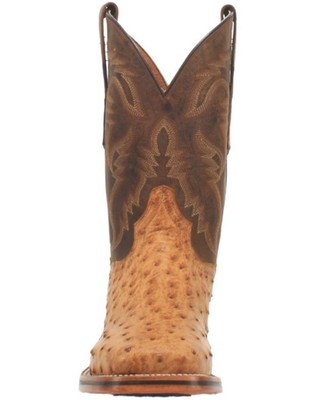 Pre-owned Dan Post Men's Kershaw Exotic Ostrich Skin Western Boot Broad Square Toe - In Brown