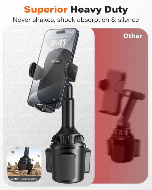 Universal Car Cup Phone Holder with Quick Extension Long Arm, Quick Swivel Heigh
