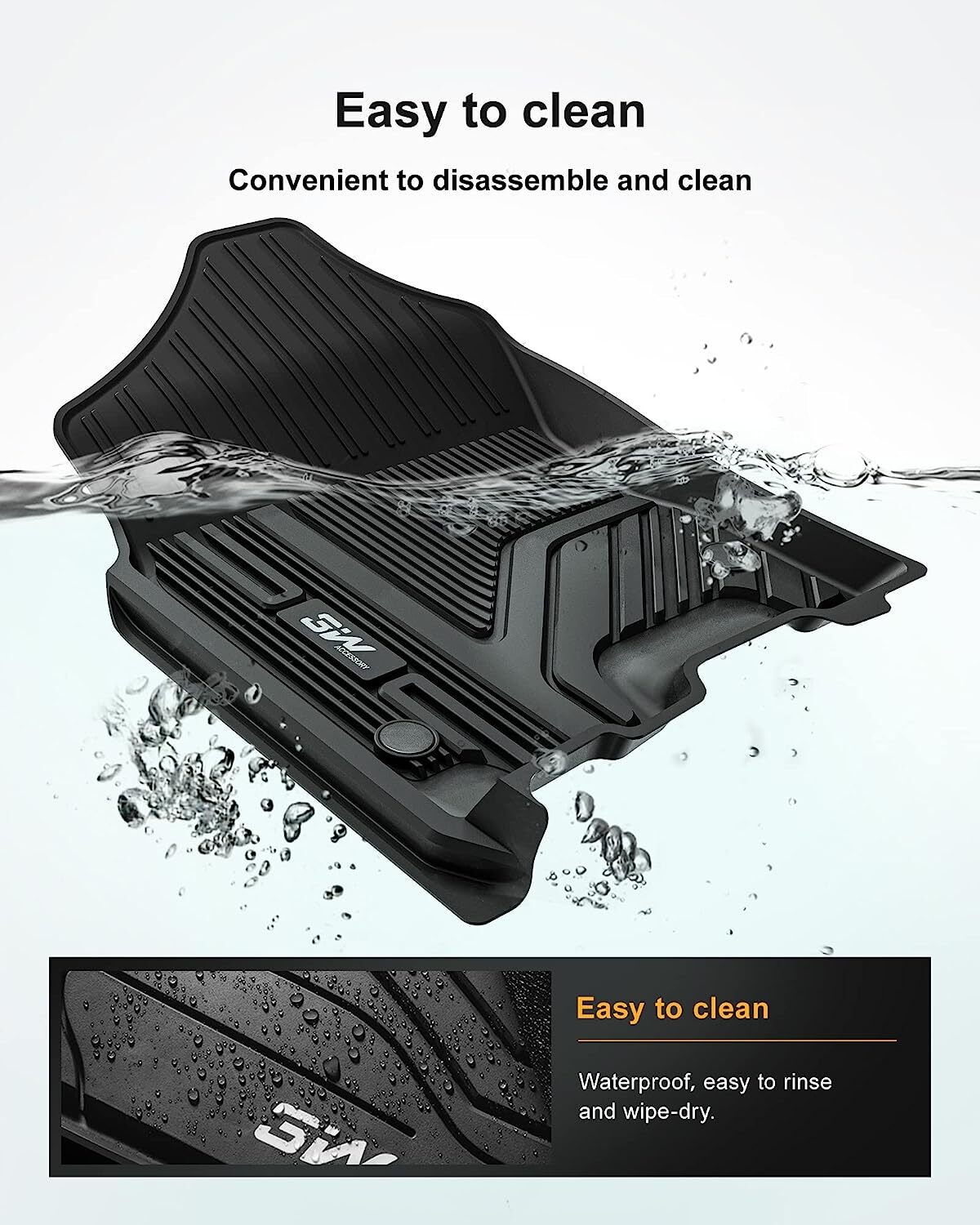 3W Floor Mats for Dodge Ram1500 Crew Cab 2019-2023 Without Storage Floor Liner