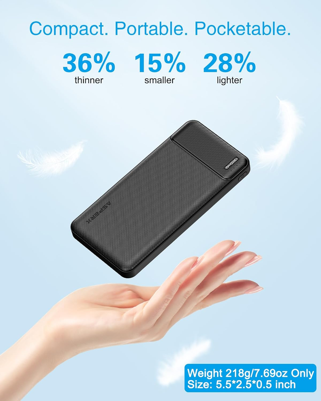 2-Pack 10000mAh USB C Output Portable Charger Power Bank Fast Charging, Portable