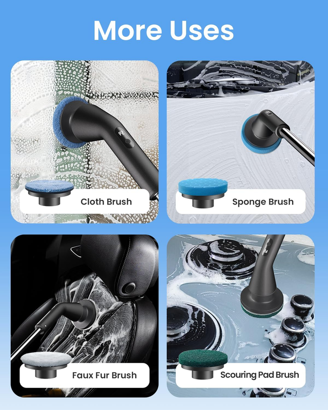 Electric Spin Scrubber, 2025 New Cordless Cleaning Brush Bathroom Scrubber, IPX7