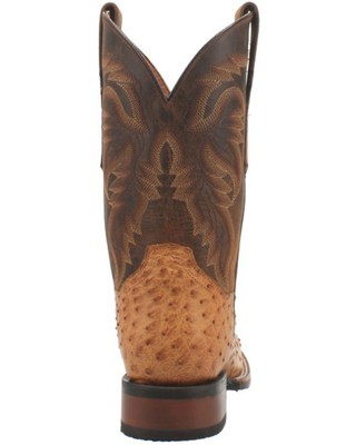 Pre-owned Dan Post Men's Kershaw Exotic Ostrich Skin Western Boot Broad Square Toe - In Brown