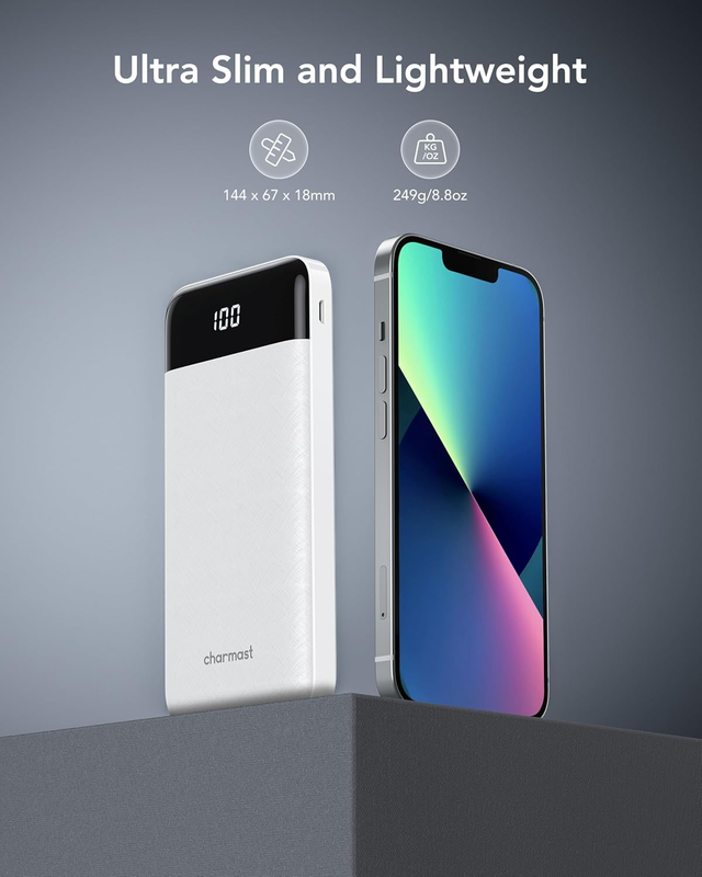 Portable Charger with Built in Cables, Power Bank with Cords Wires, Slim 10000mA