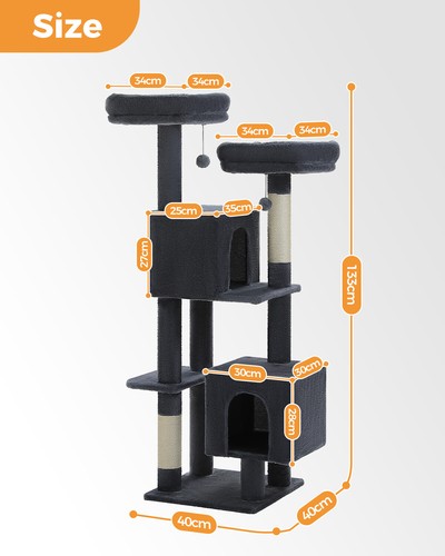 PAWZ Road Cat Tree Tower Scratching Post Multi-Level Large Condo House Toy 133cm