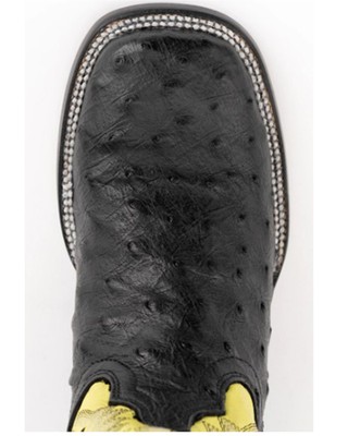 Pre-owned Ferrini Women's Exotic Full Quill Ostrich Western Boot Broad Square Toe - In Black