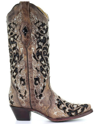 Pre-owned Corral Boots Corral Women's Embroidered Western Boot - Snip Toe - A3569 In Brown