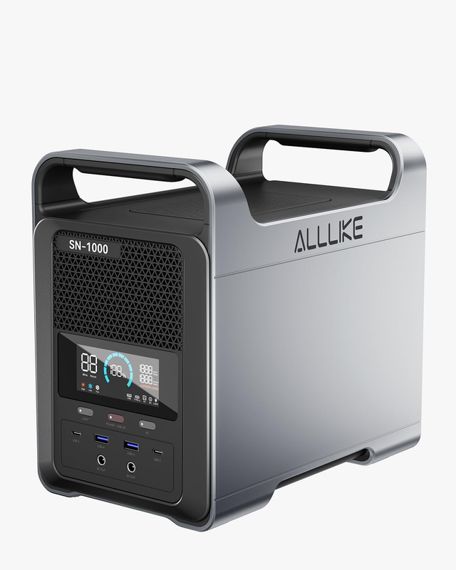Portable Power Station, 1037Wh Lithium Ion NCA Pure Sine Wave 2X1000W AC Outlets