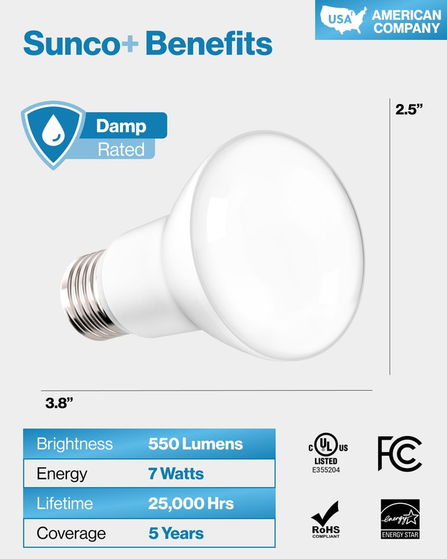 Sunco 10 Pack BR20 LED Bulbs Indoor Flood Light R20 Dimmable 6000K Daylight...