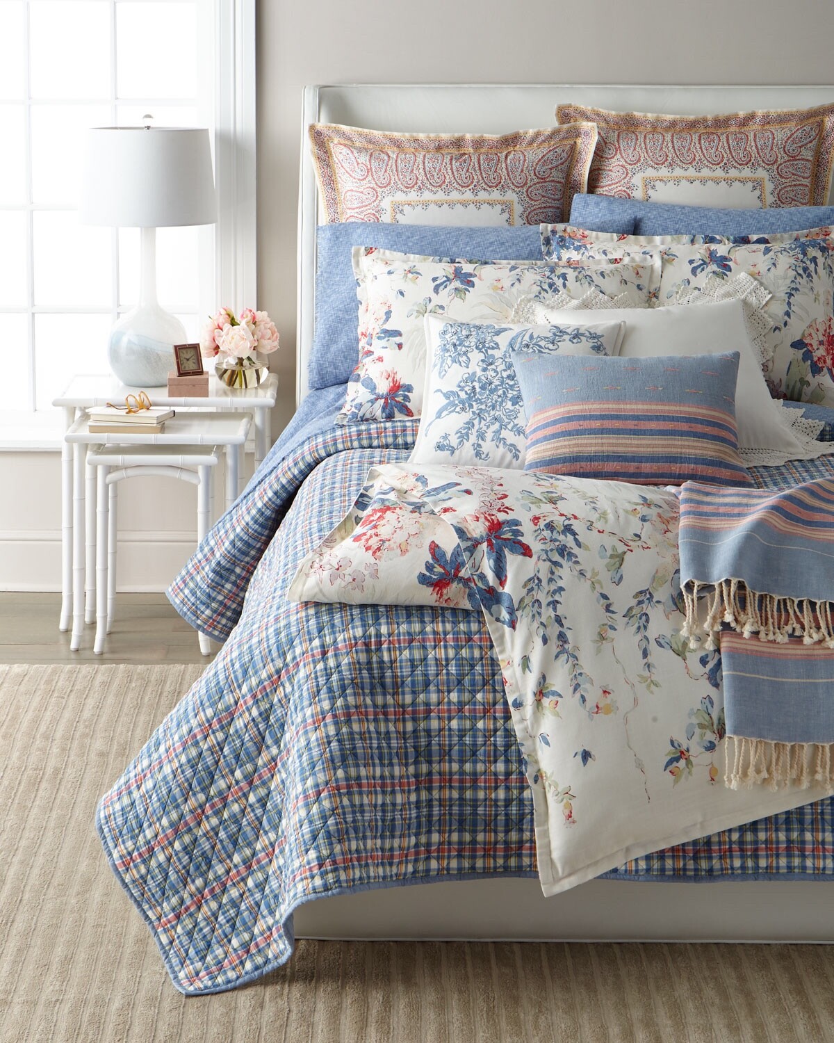 Ralph Lauren フラワープリント シーツ Ralph Lauren KING Kylah Floral Comforter Set Red White Blue