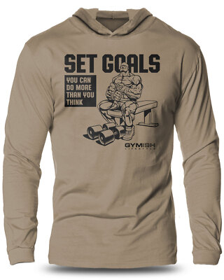 071. SET GOALS Lightweight Long Sleeve Hooded T-Shirt for Men