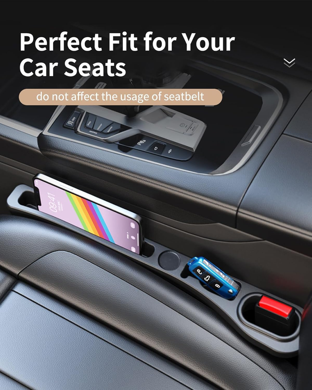 2 Pack Car Seat Gap Filler Organizer, PU Leather Seat Crevice Blocker Fill The G
