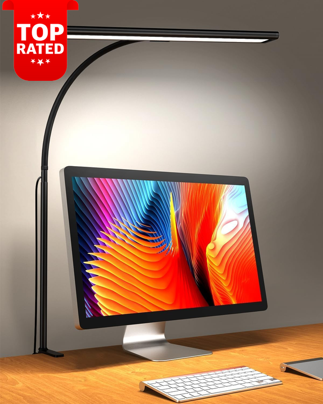 Dimmable LED Desk Lamp 3 Colors 10 Brightness Levels Clip On USB Home Office
