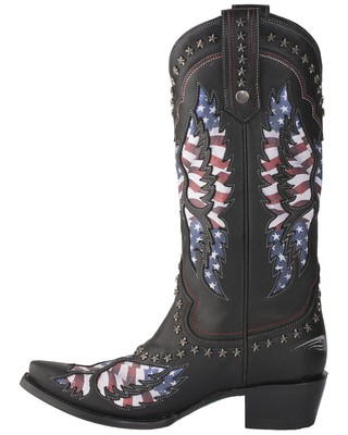 Pre-owned Lane Women's Old Glory Western Boot - Snip Toe - Lb0414a In Black