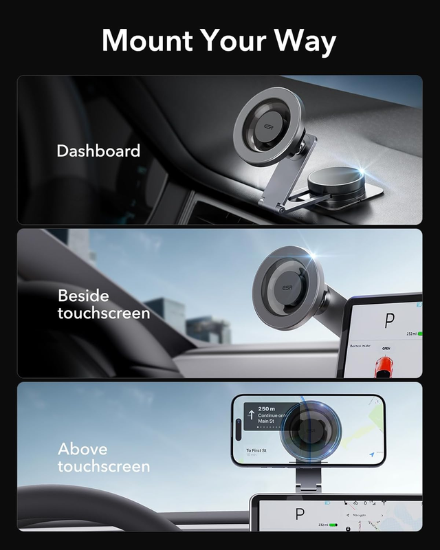 for MagSafe Car Mount, Foldable Dashboard/Tesla Touchscreen Magnetic Car Phone H