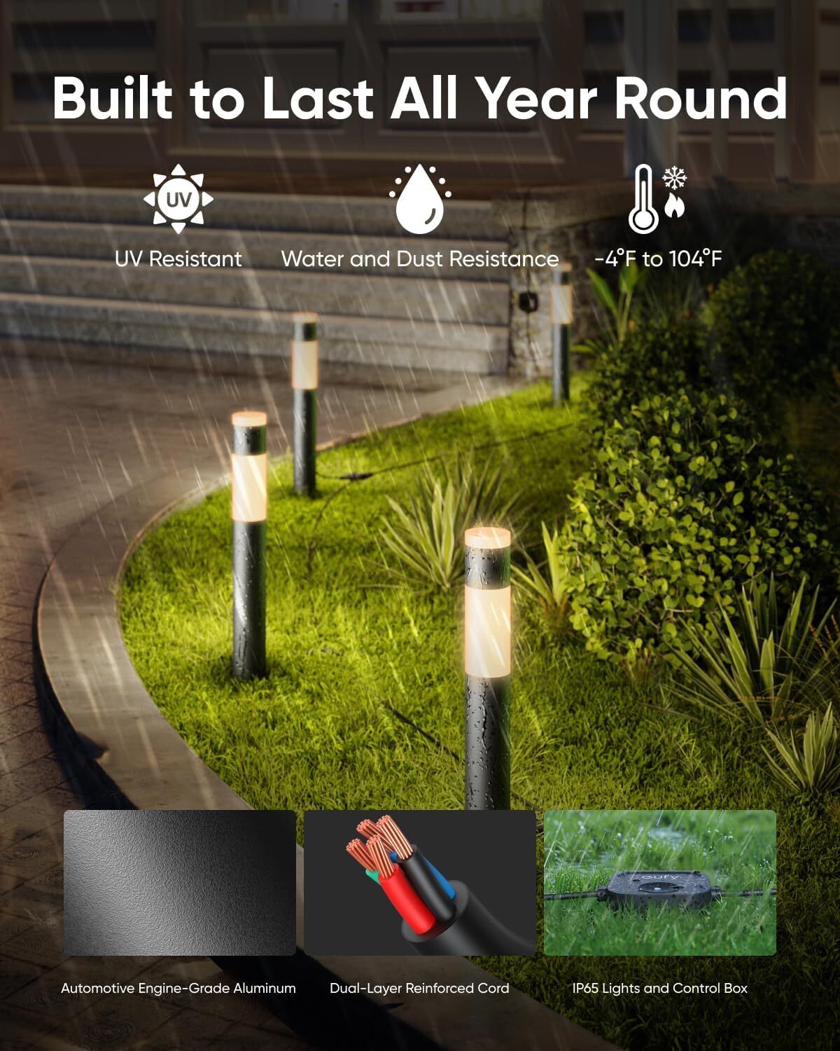 eufy Outdoor Pathway Lights E10 AI Smart LED Landscape Lights w/Alexa Waterproof