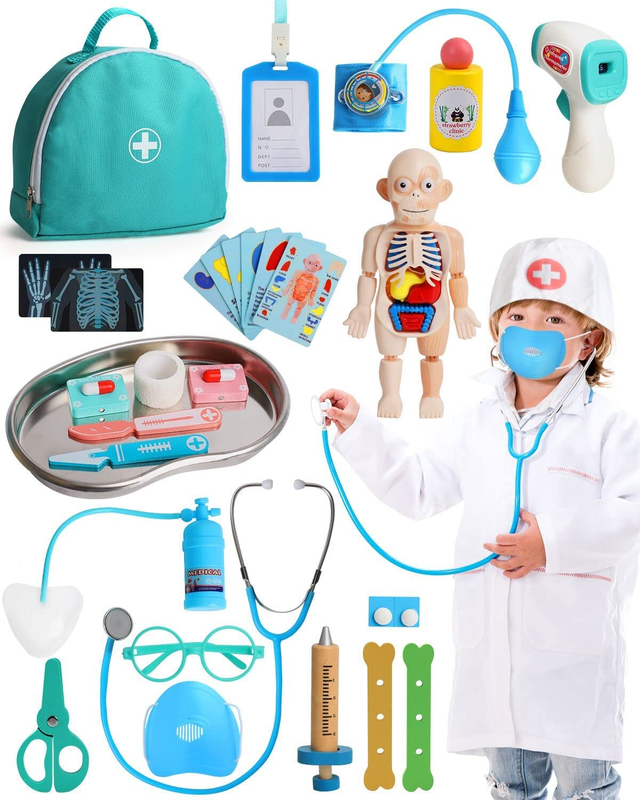Doctor Kit for Kids Realistic, 36PCS Kids Doctor Kit Wooden,