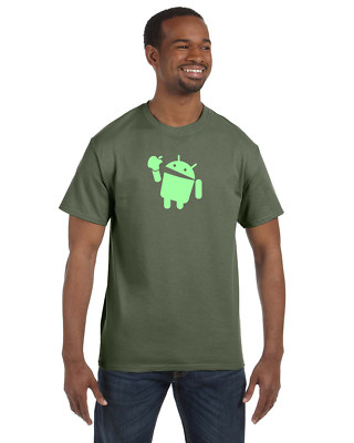 Android Eats Apple T-Shirt Nerd/Computer Geek Cell Phone S-5XL All Colors!