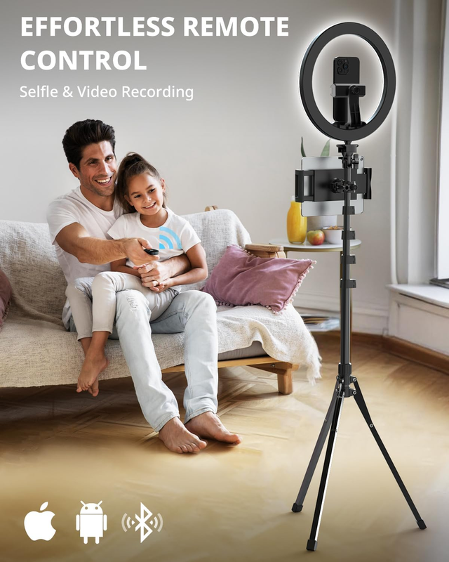 12" Ring Light with 74" Extendable Tripod Stand & iPad, Phone Holder, LED Circle