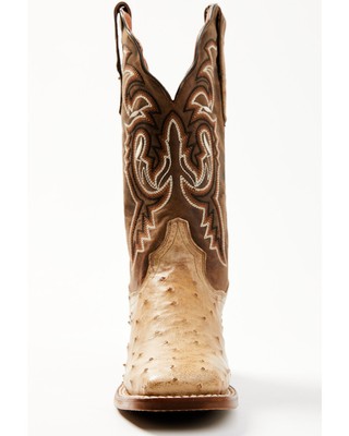 Pre-owned Dan Post Women's Exotic Full Quill Ostrich Western Boot - Broad Square Toe Sand In Beige