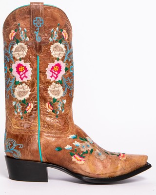 Pre-owned Macie Bean Women's Rose Garden Western Boot - Snip Toe Honey 8 1/2 M In Yellow